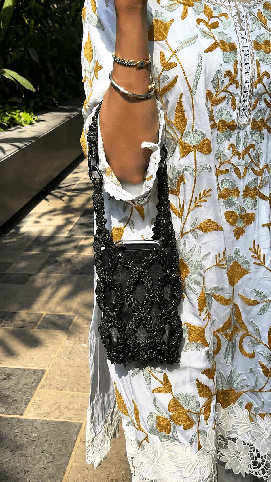 Dark grey & Black Sitar Bag - HOUSE OF FAYE
