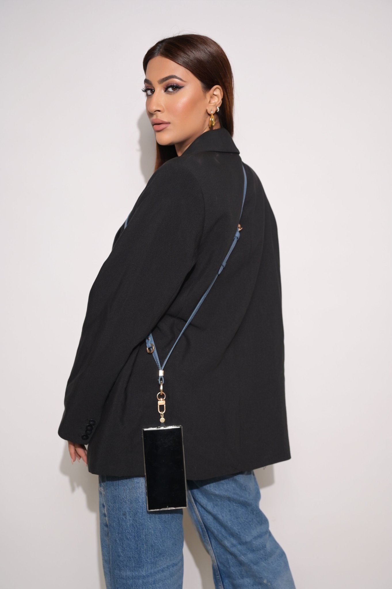 Blue Faux Leather Adjustable Sling - HOUSE OF FAYE