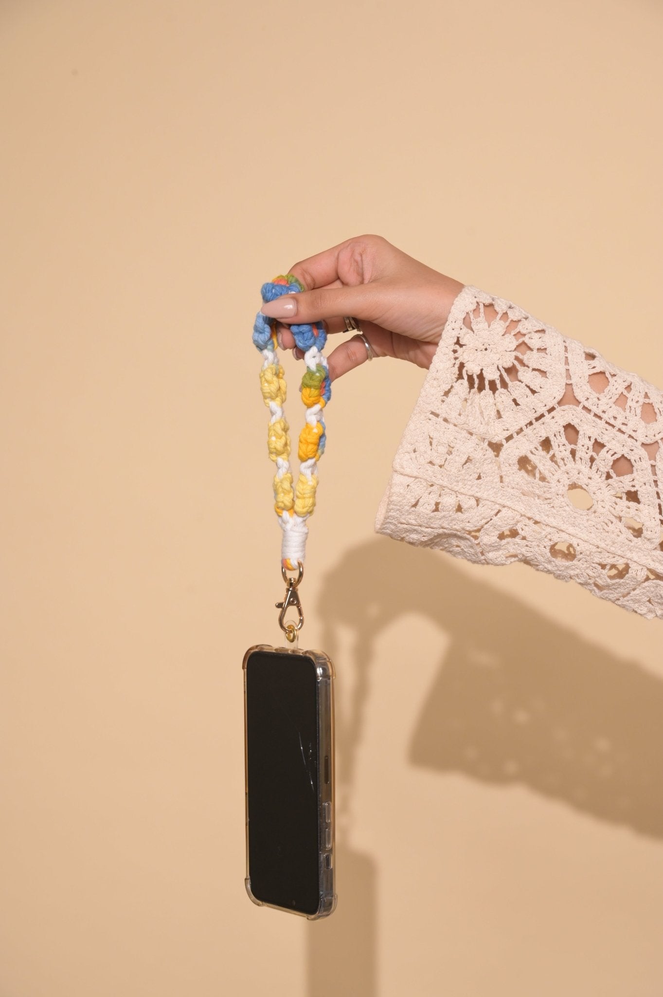 Yellow Blossom Floral Macrame Lanyard - HOUSE OF FAYE