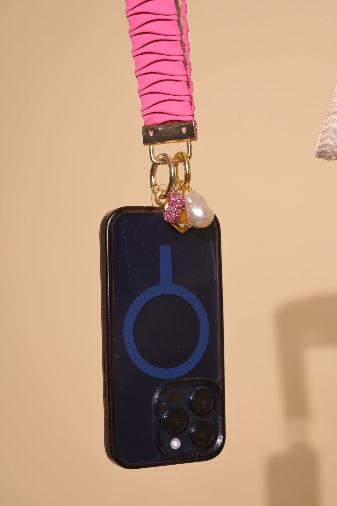 Hot Pink Pleated Lanyard With Charms - HOUSE OF FAYE