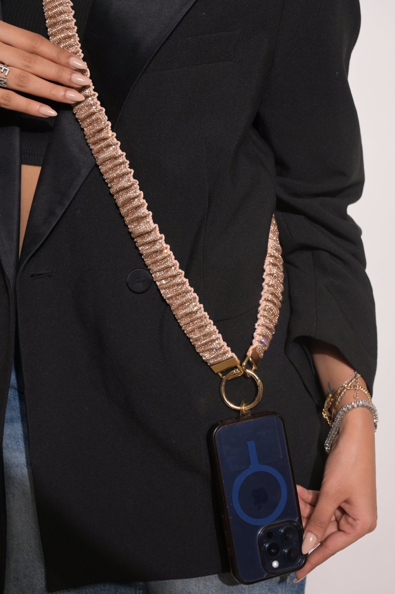 Rose gold diamond scrunchie sling - HOUSE OF FAYE