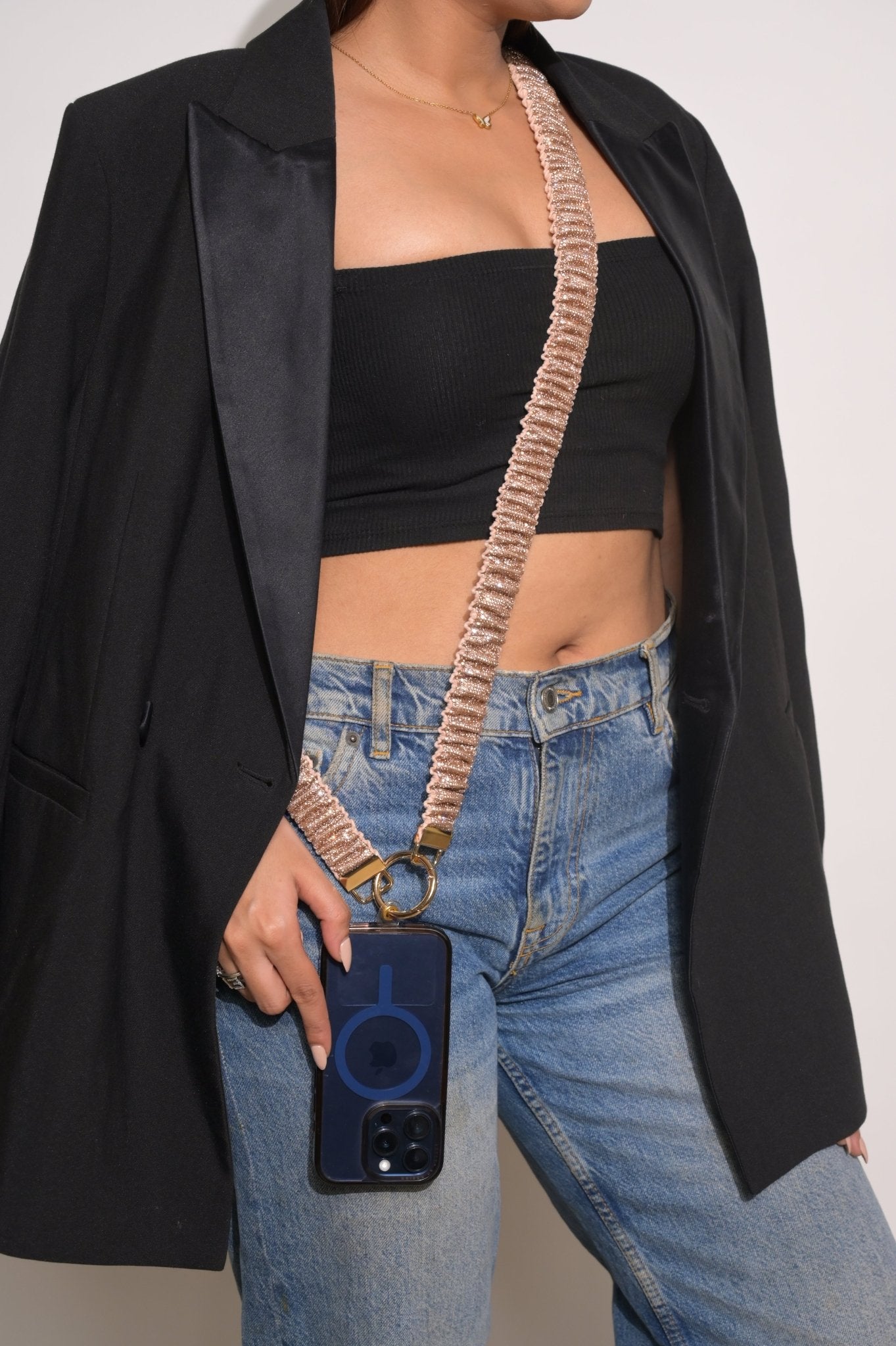 Rose gold diamond scrunchie sling - HOUSE OF FAYE