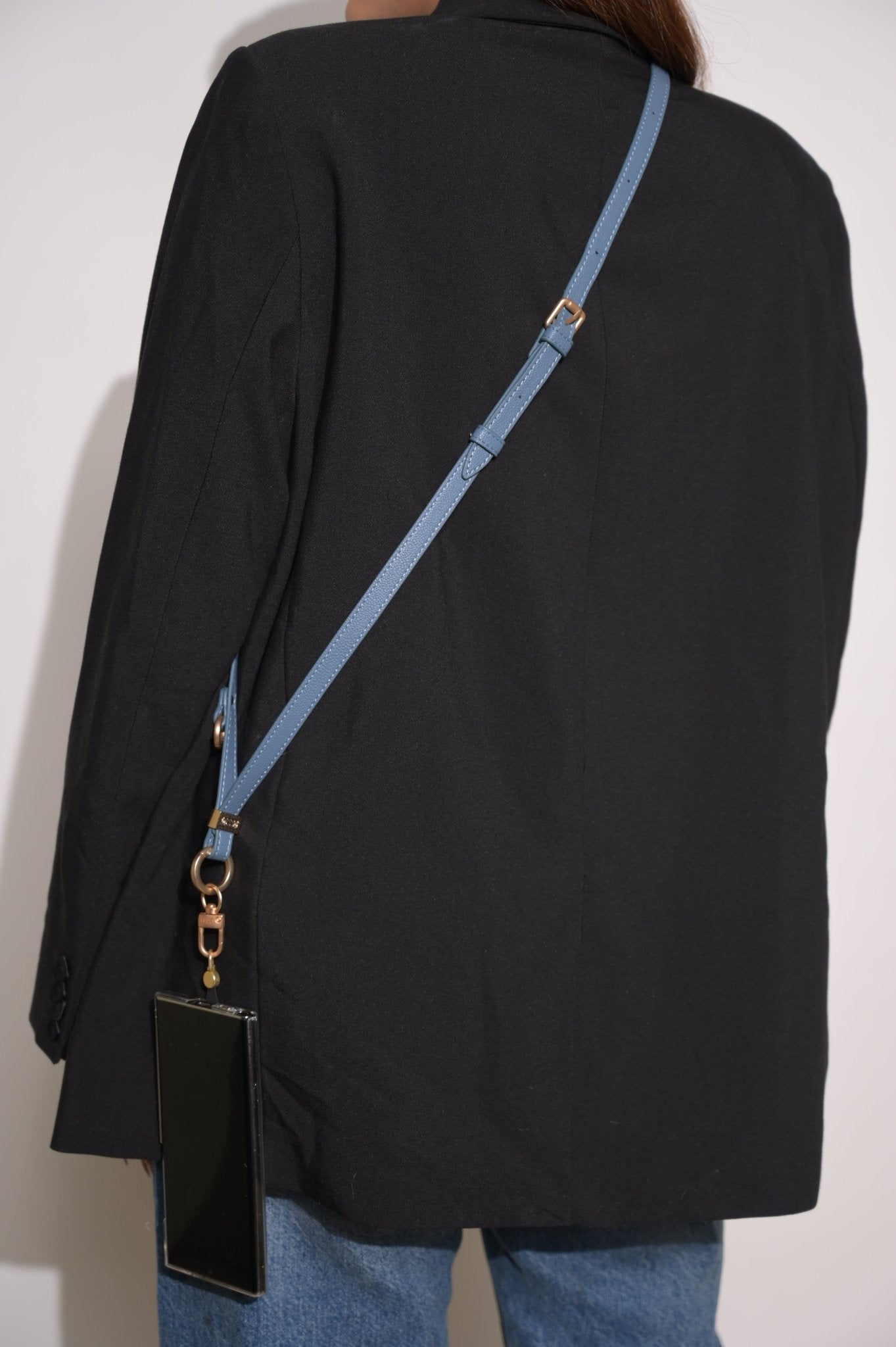 Blue Faux Leather Adjustable Sling - HOUSE OF FAYE