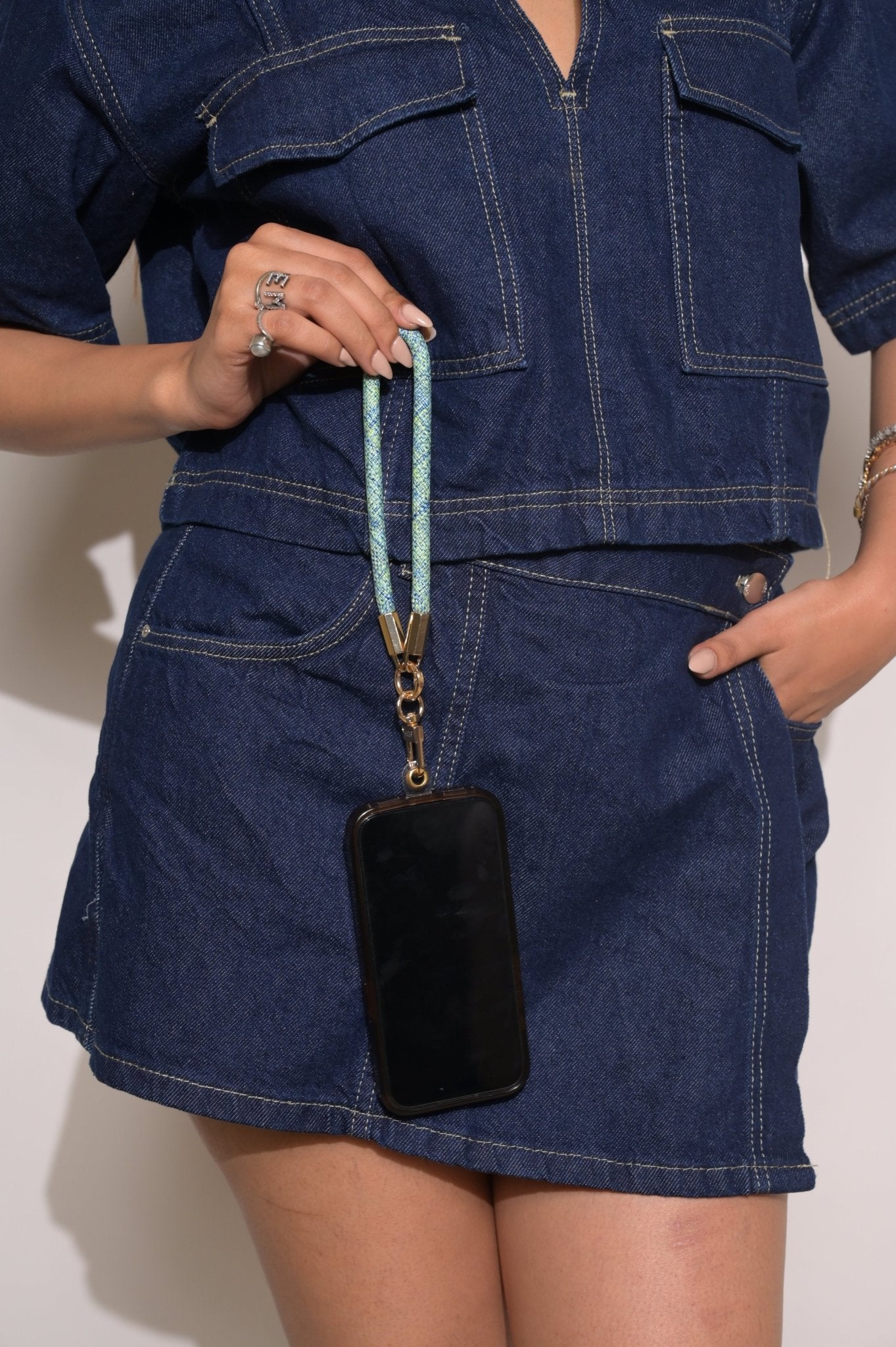 Blue Textured Lanyard - HOUSE OF FAYE