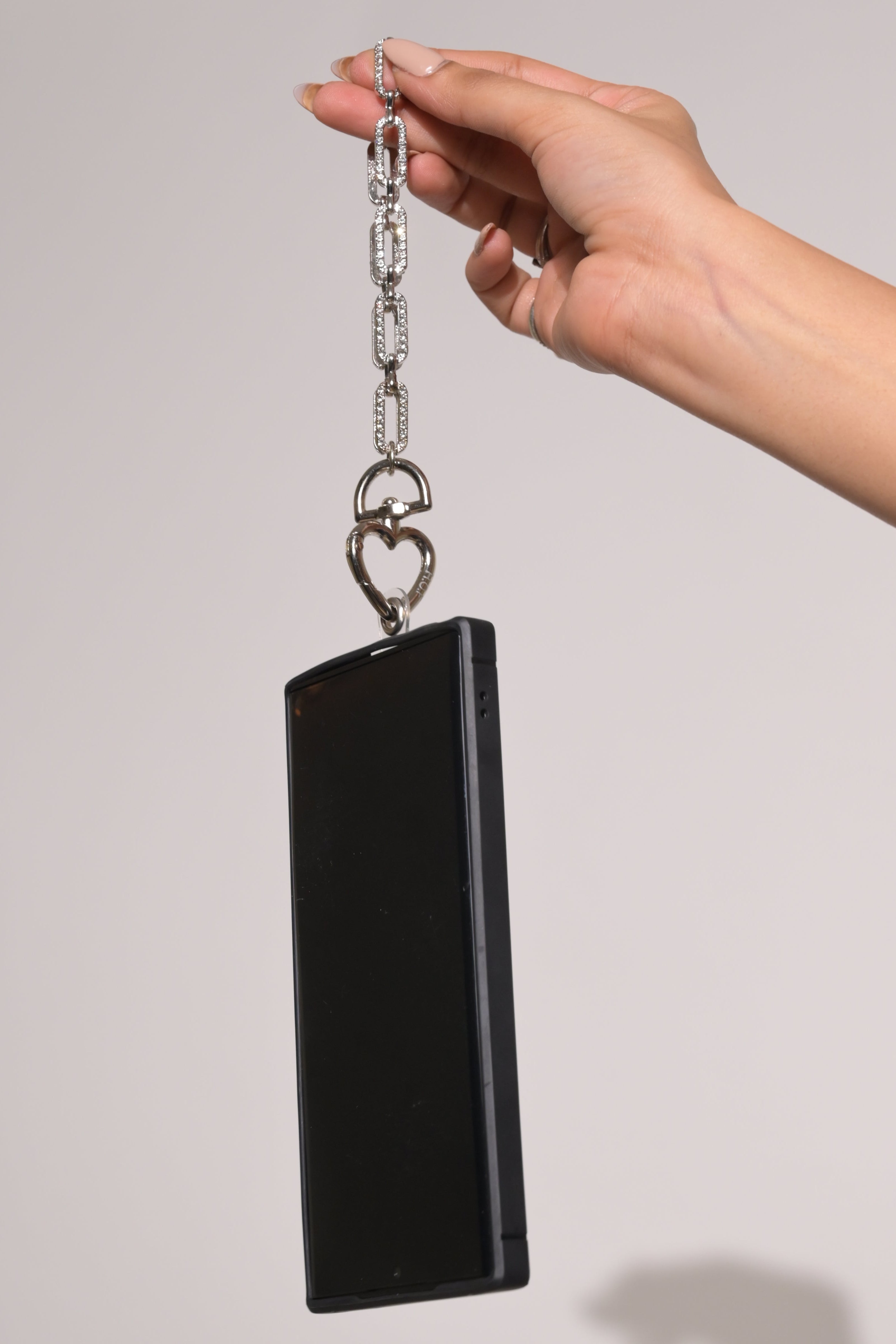 Silver crystal diamond link Lanyard