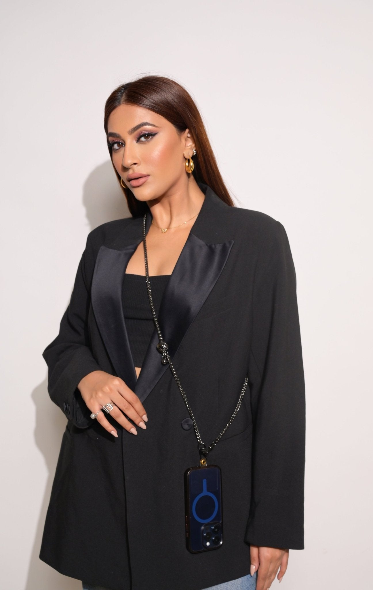 2 in 1 Gunmetal Adjustable chain clamp sling - HOUSE OF FAYE