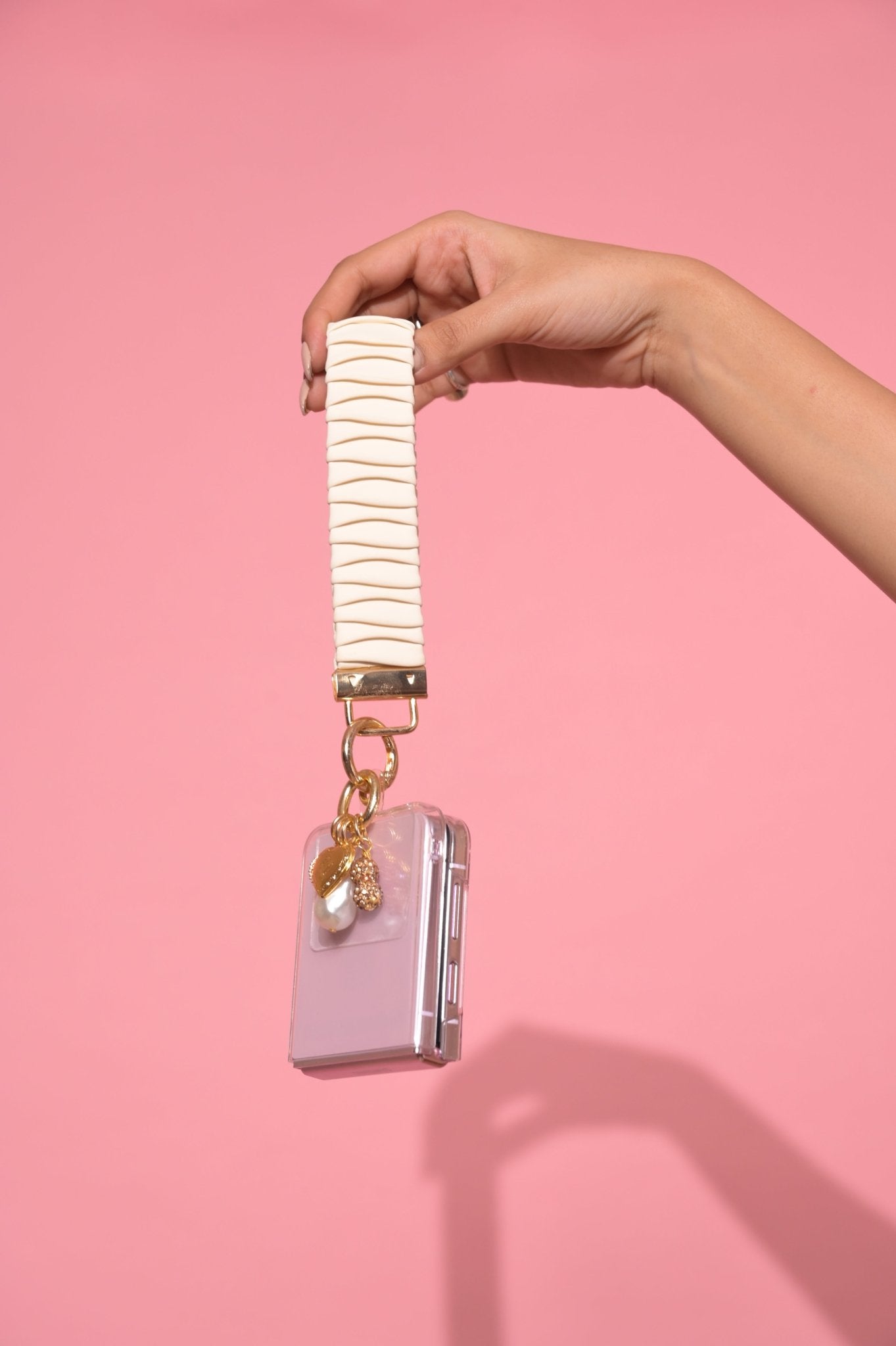 Off White Pleated Lanyard With Charms - HOUSE OF FAYE