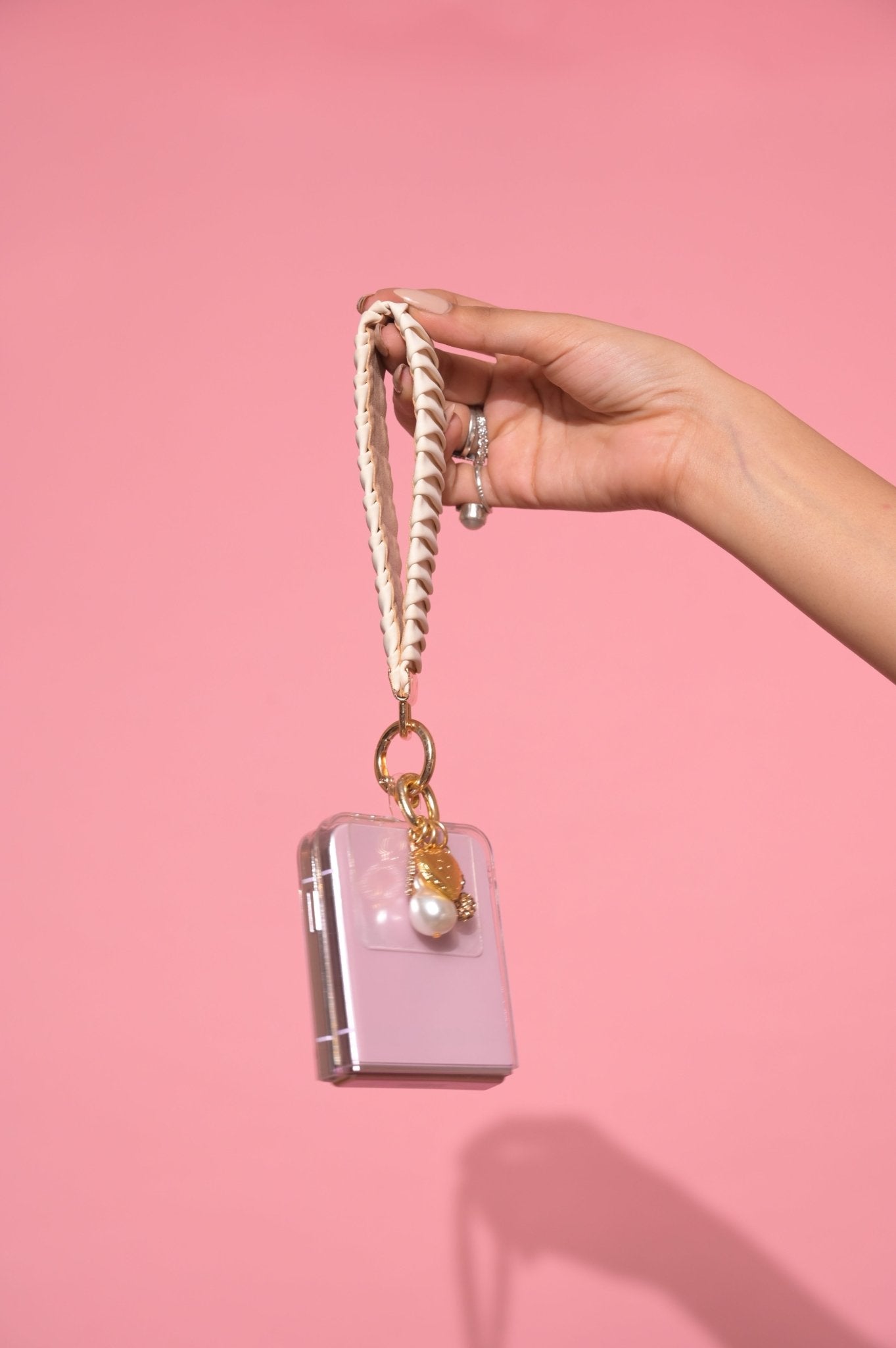 Off White Pleated Lanyard With Charms - HOUSE OF FAYE