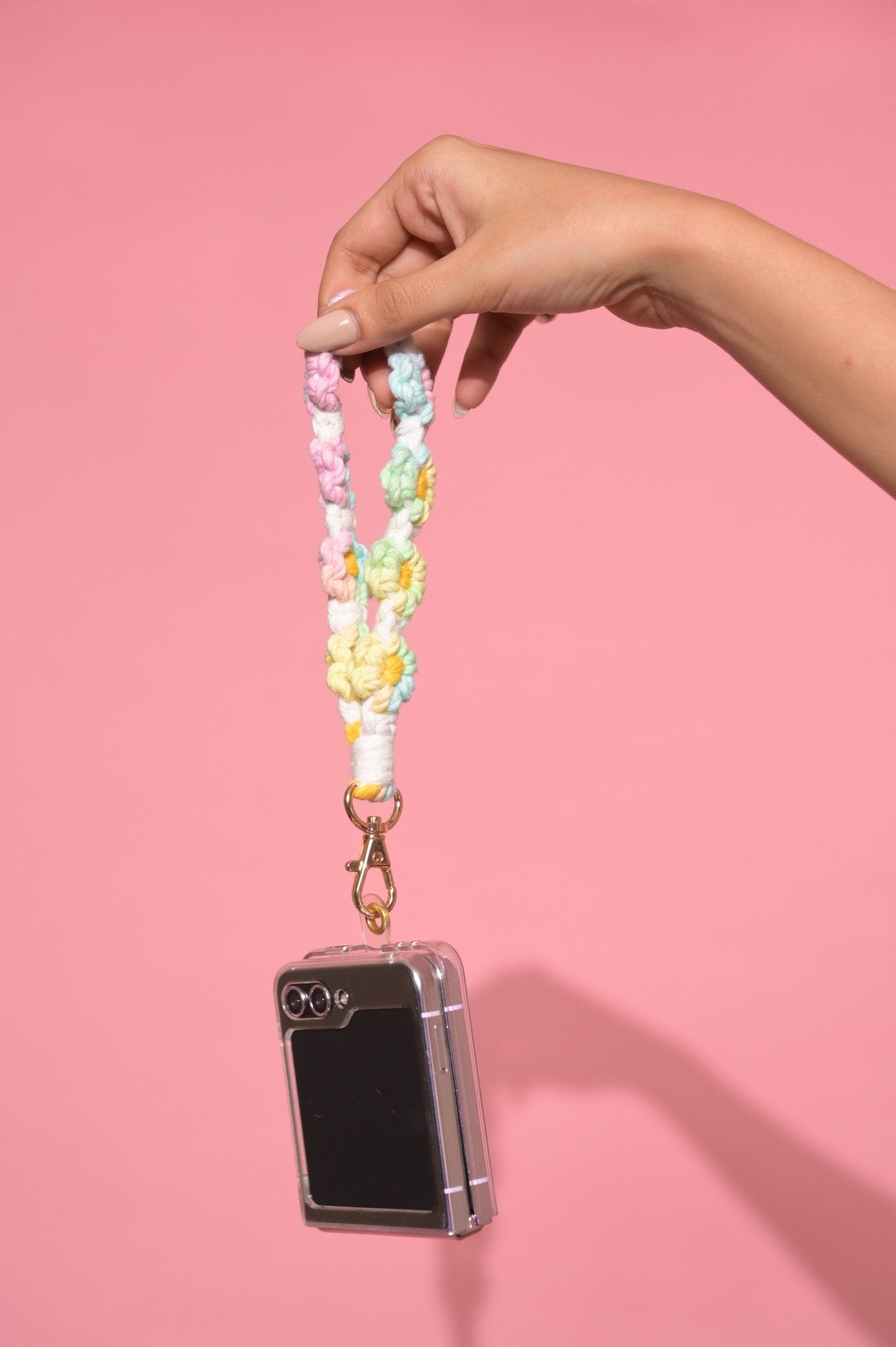 Pastel Floral pink macrame Lanyard - HOUSE OF FAYE