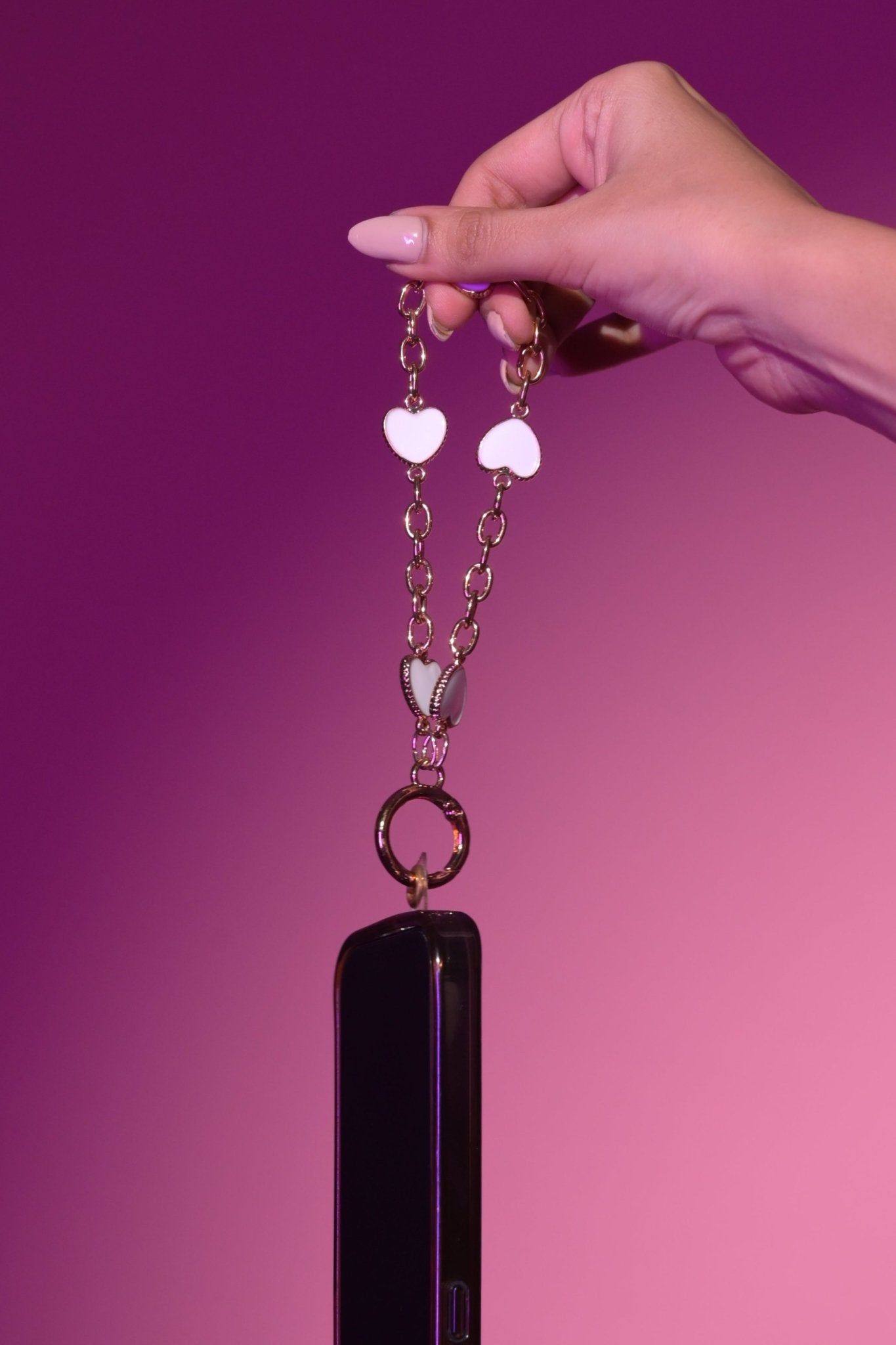 White Heart enamel Chain Lanyard - HOUSE OF FAYE