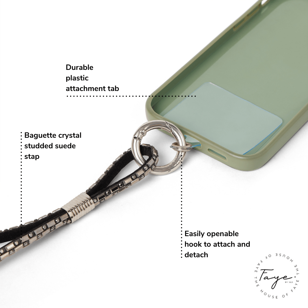 Black Gunmetal Baguette Diamond Lanyard - HOUSE OF FAYE