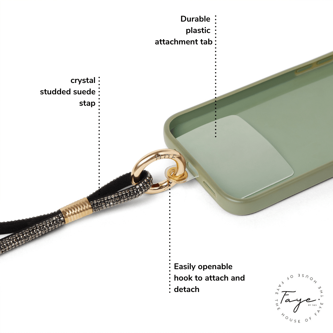 Black Gunmetal Diamond Lanyard - HOUSE OF FAYE