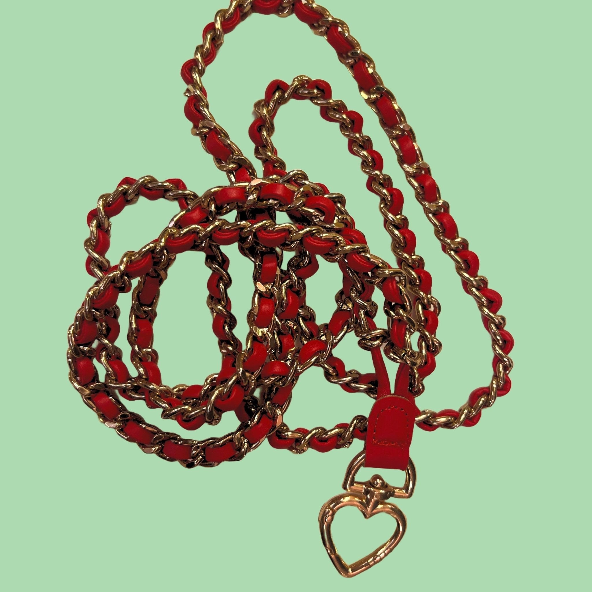 Red leather chain with heart charm - HOUSE OF FAYE