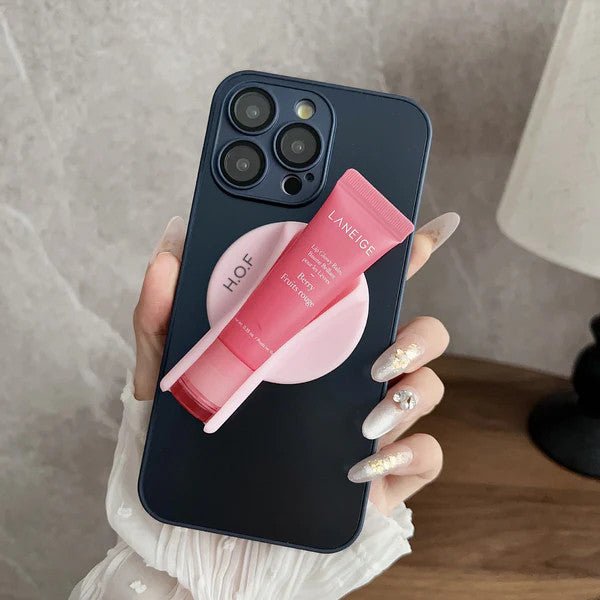 Pink Round Silicone Lip Holder Stick-on Phone Case - HOUSE OF FAYE