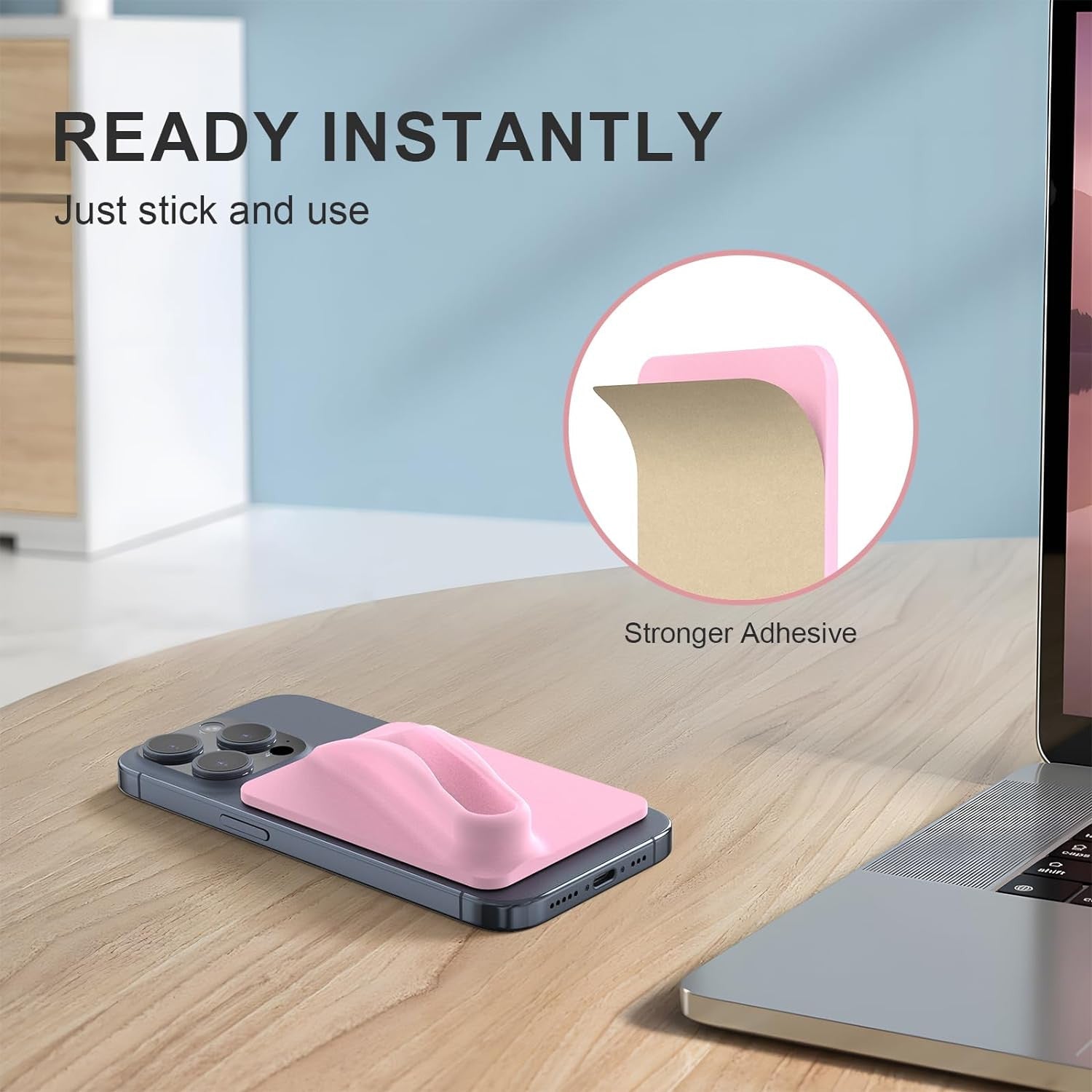 Pink Silky Silicone Lip Holder Stick-on Phone Case - HOUSE OF FAYE
