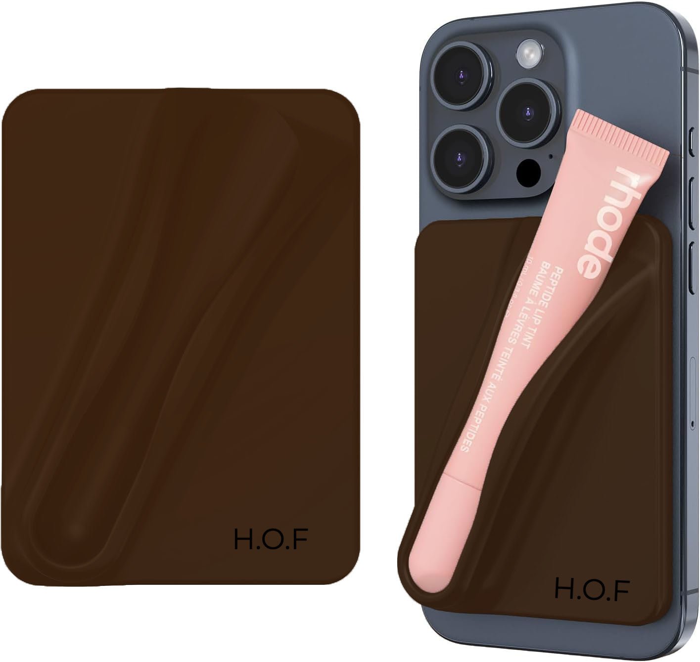 Brown Silky Silicone Lip Holder Stick-on Phone Case - HOUSE OF FAYE