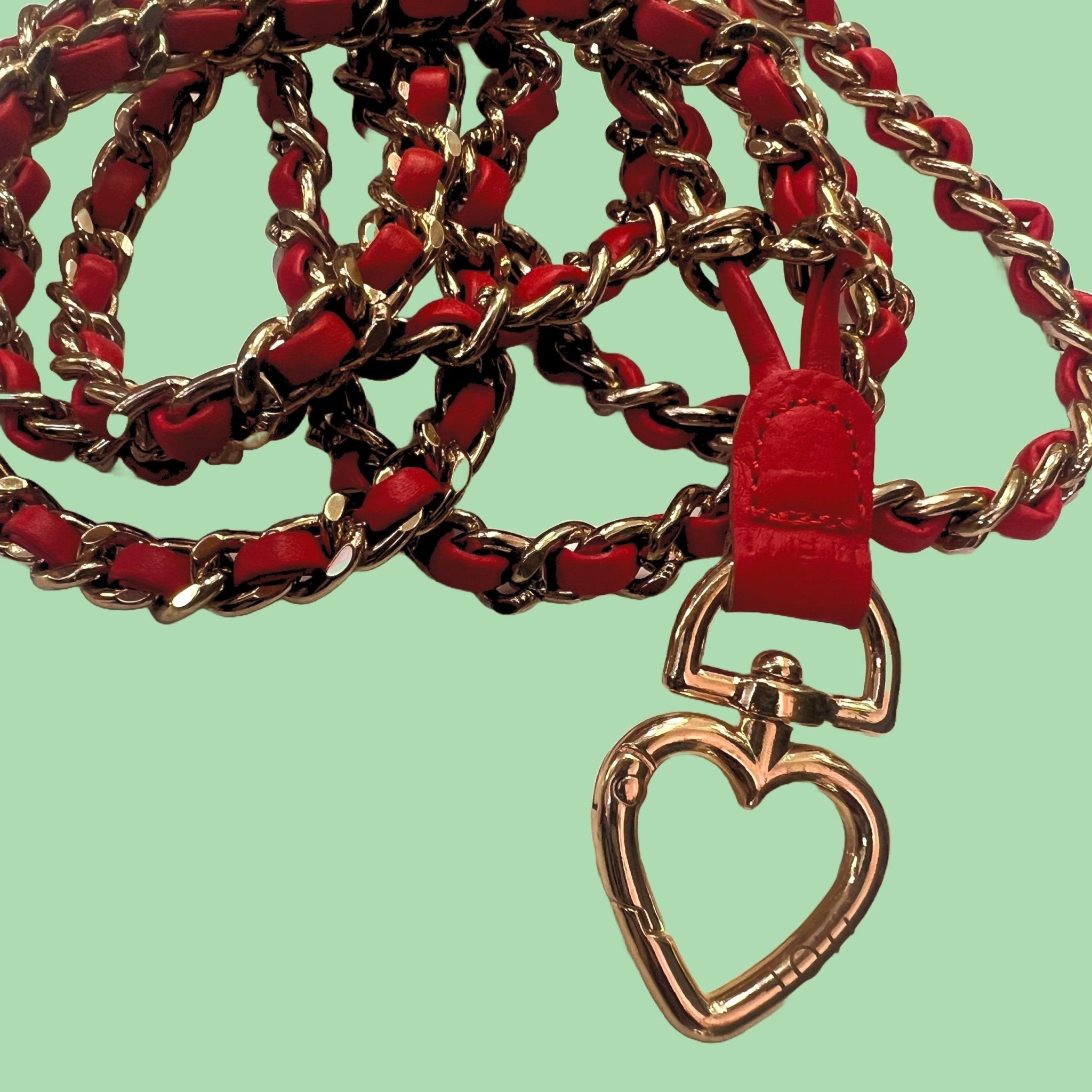 Red leather chain with heart charm - HOUSE OF FAYE