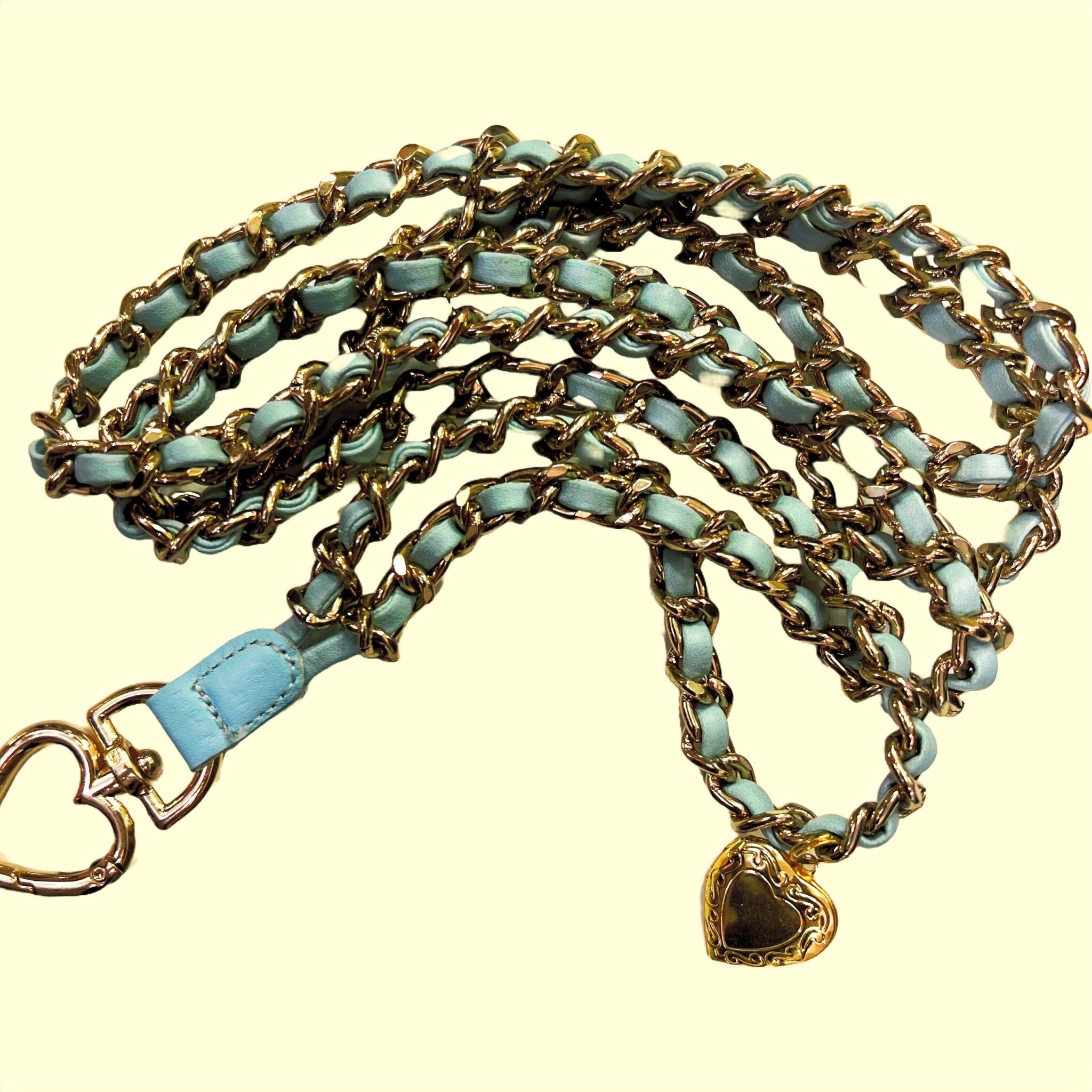 Blue leather chain with heart charm - HOUSE OF FAYE