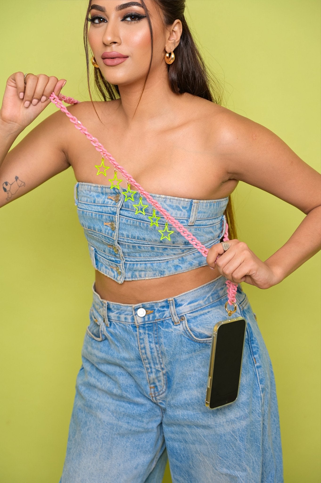 Pink Chain with Green Star sling - HOUSE OF FAYE