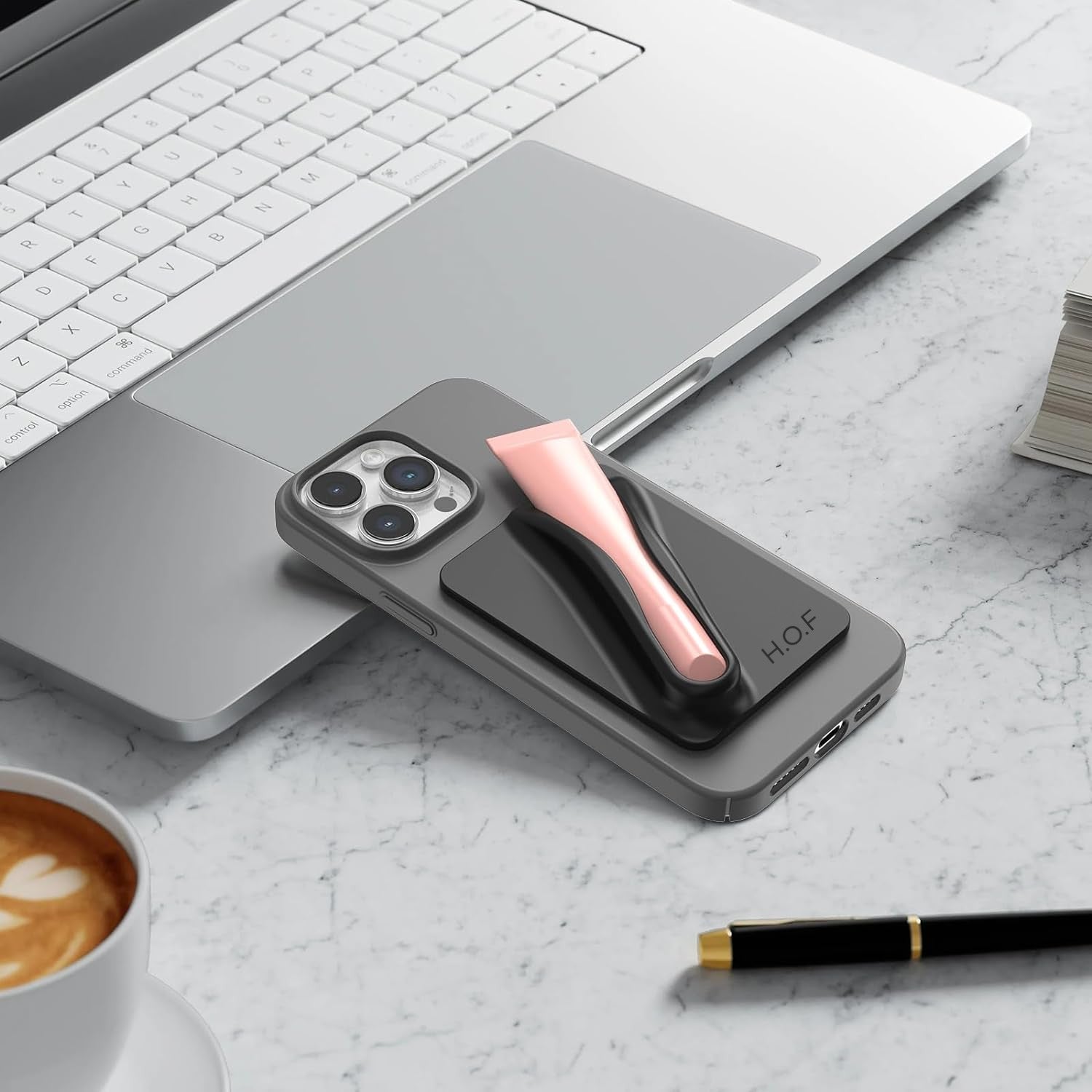 Black Silky Silicone Lip Holder Stick-on Phone Case - HOUSE OF FAYE