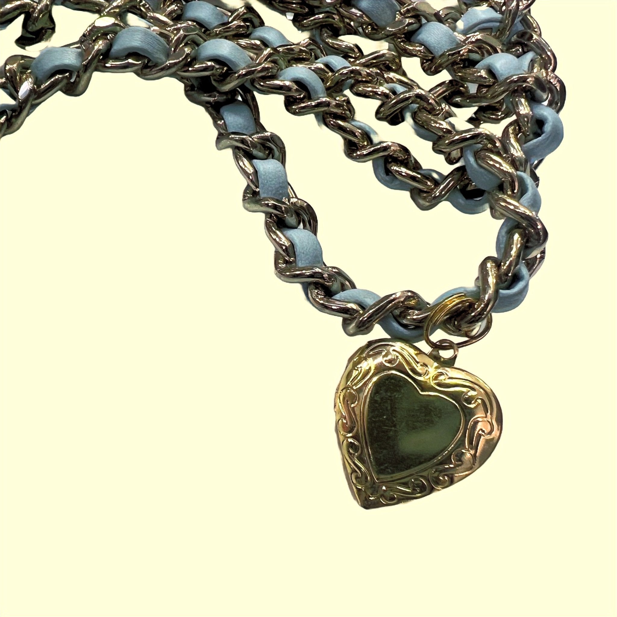 Blue leather chain with heart charm - HOUSE OF FAYE