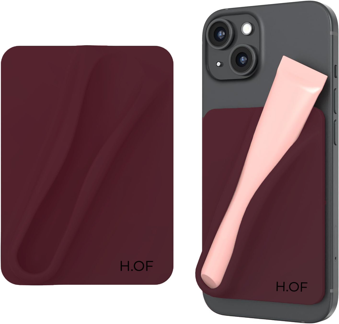 Maroon Silky Silicone Lip Holder Stick-on Phone Case - HOUSE OF FAYE
