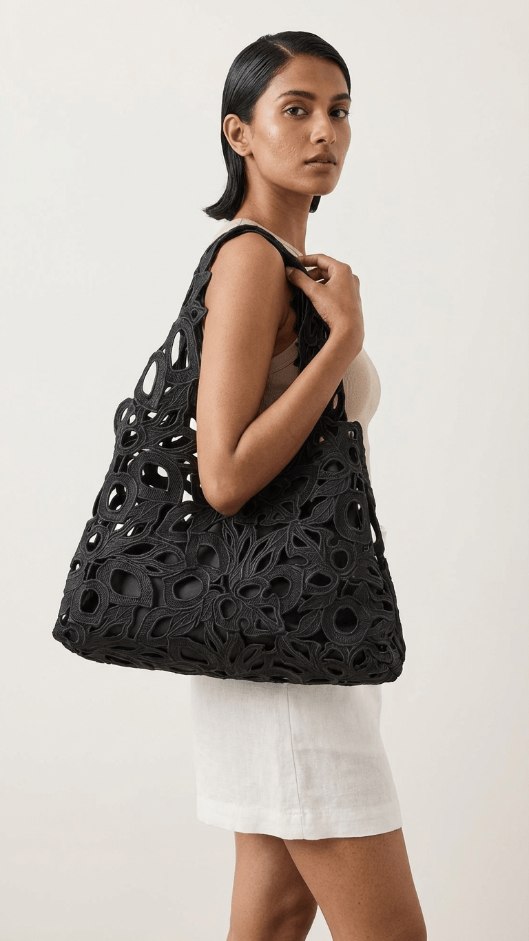 Black Cutwork Bag - HOUSE OF FAYE