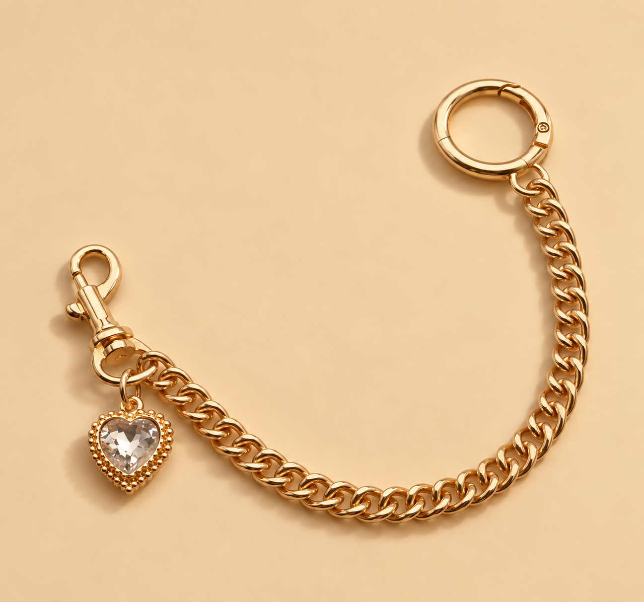 3 in 1 Silver heart Crystal on Gold Clamp Sling