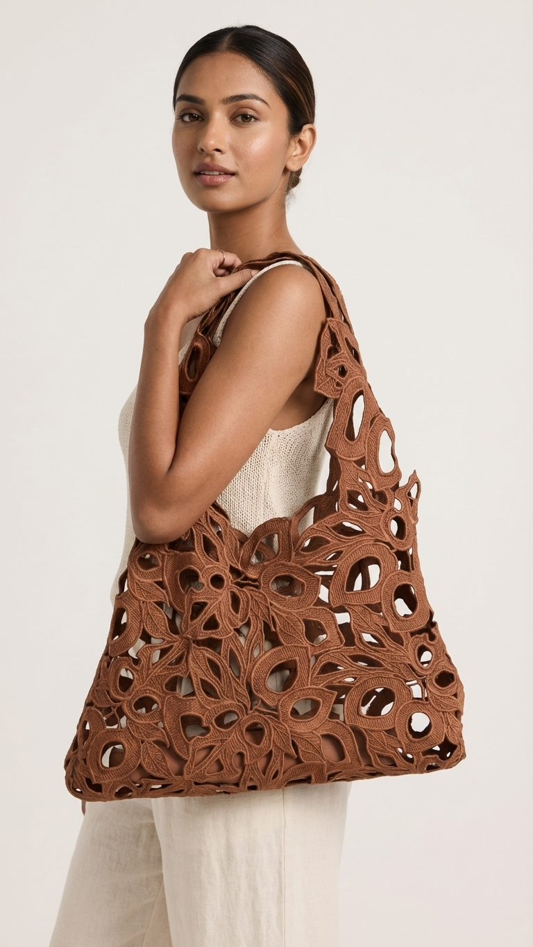 Brown Cutwork Bag
